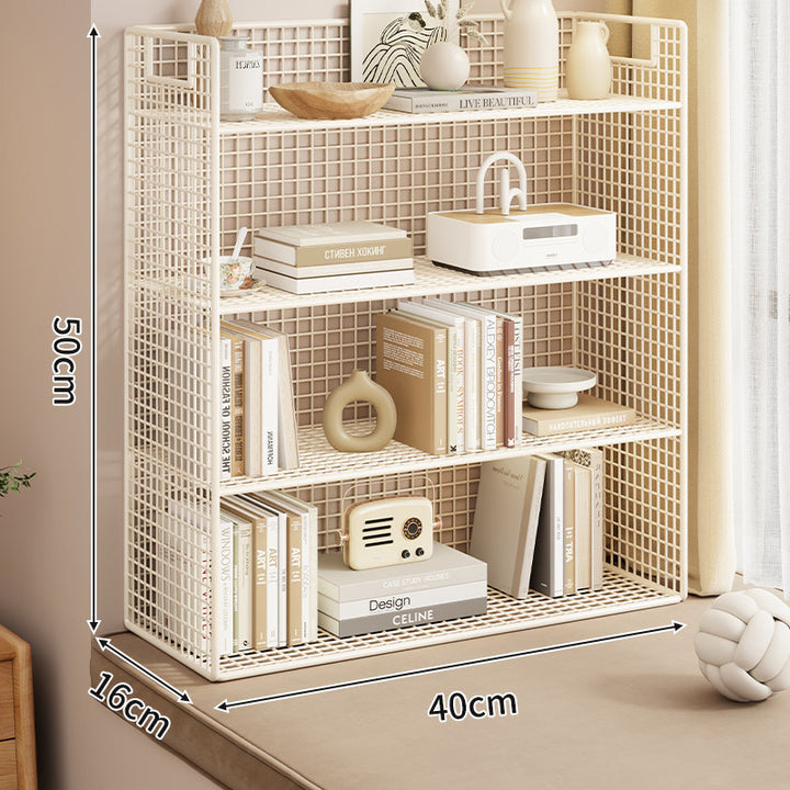 Tiered Metal Grid Countertop Display Shelf Organizer with Open Mesh Panels