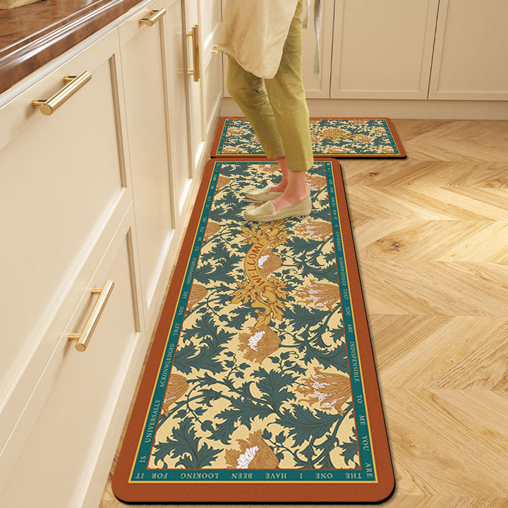Floral Pattern Kitchen Comfort Mat