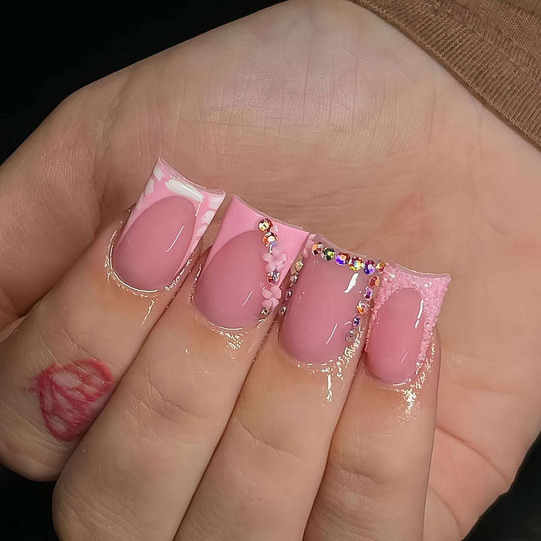 Decorative Press-On Nails with Rhinestone Accents Stornfield