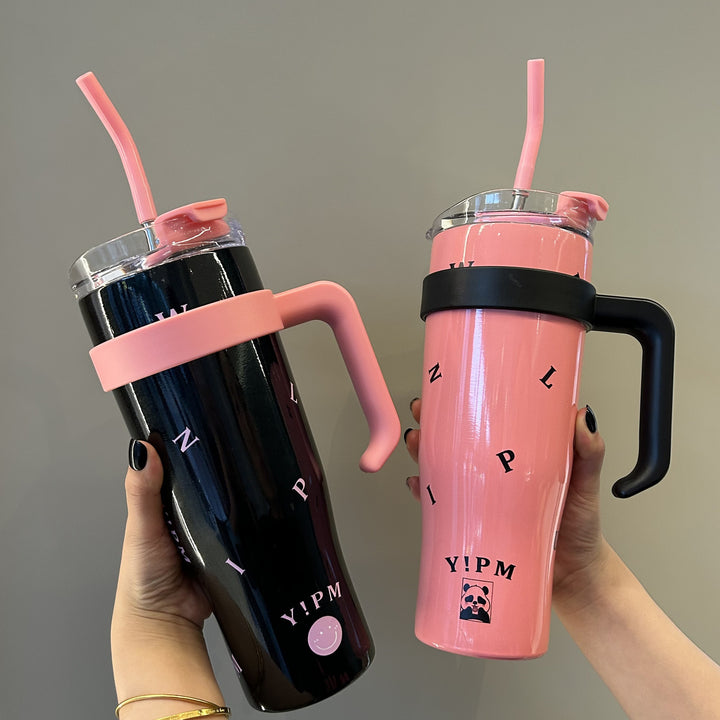 Women's insulated drinking bottle with integrated straw and ergonomic handle Stornfield