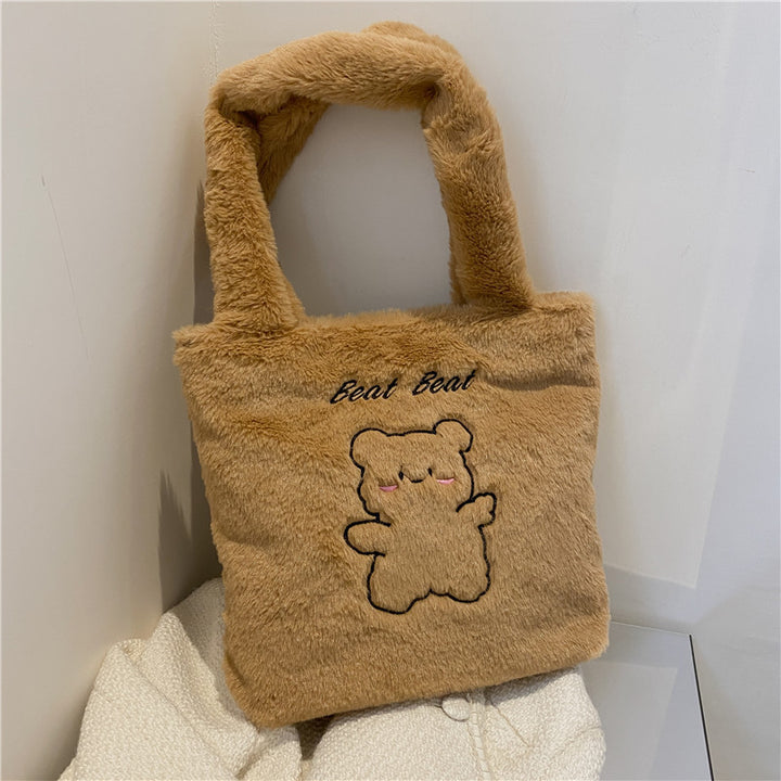 Plush Cartoon Bear Tote Bag