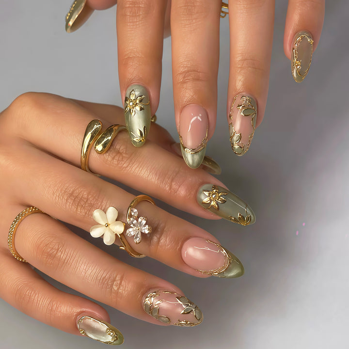 Luxury Floral-Inspired Press-On Nail Set