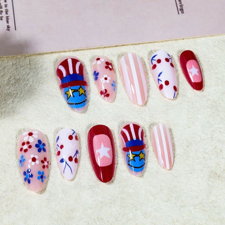 Artificial nail set with creative flower and star designs Stornfield