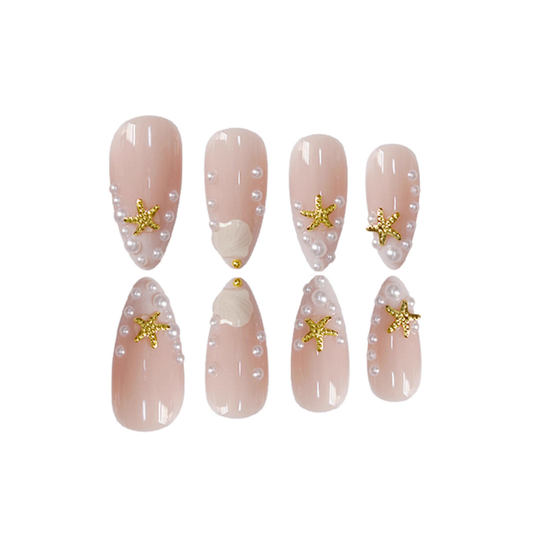 Artistic Shell-Inspired Press-On Nail Art Stornfield