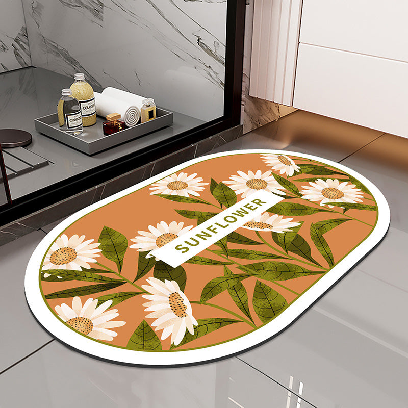 Floral-Themed Non-Slip Bath Mat for Bathroom