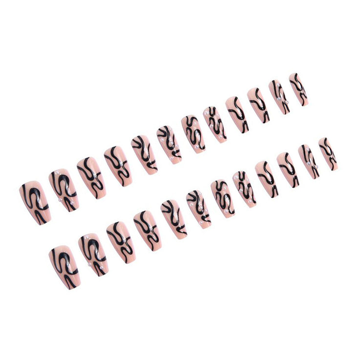 Artificial nail set with unique wave designs and glamorous accents Stornfield