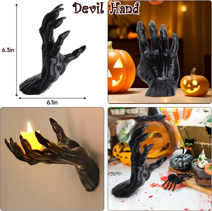 Wall candle holder in realistically shaped hand made of resin