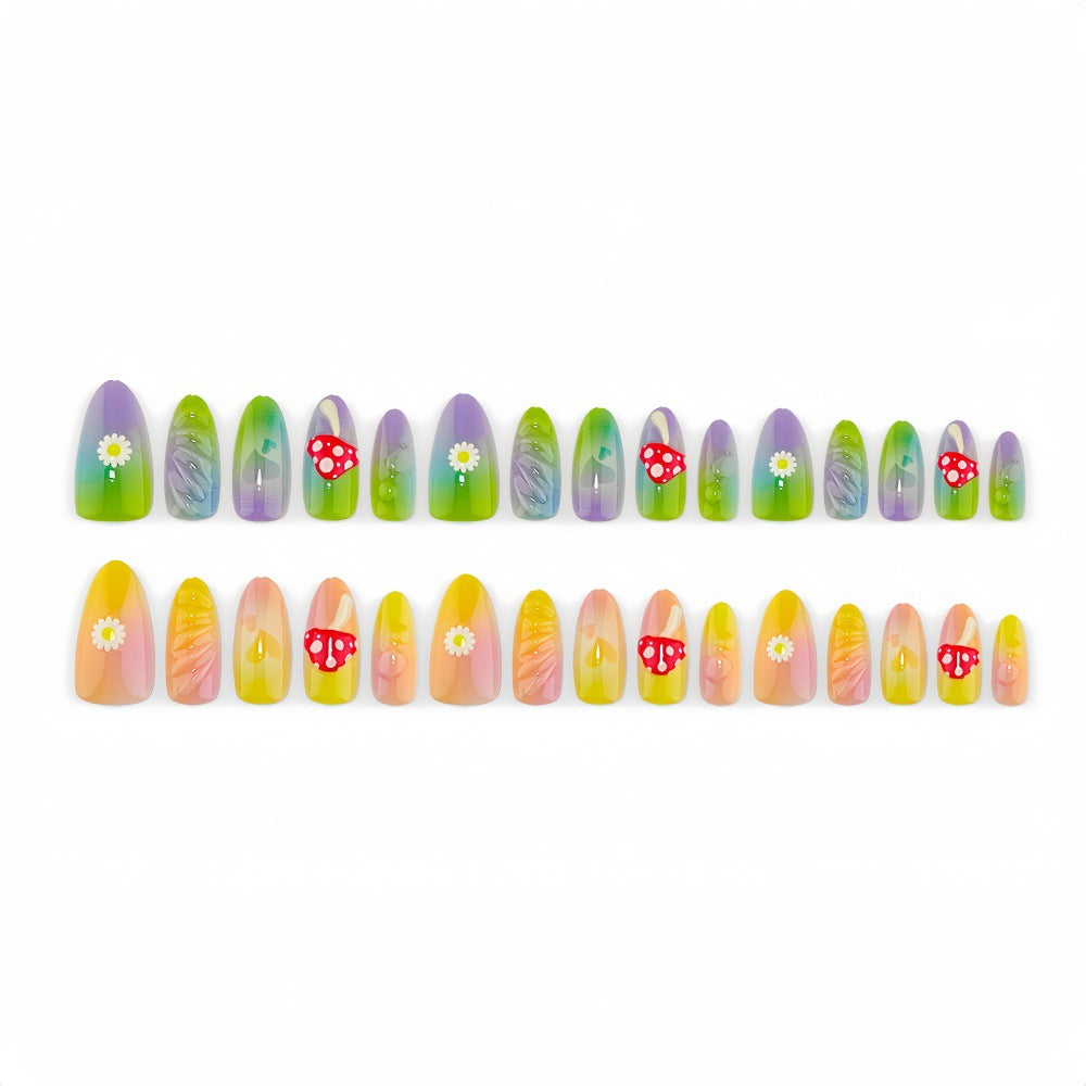Creative Art Nails In Playful Leaf and Mushroom Design Stornfield
