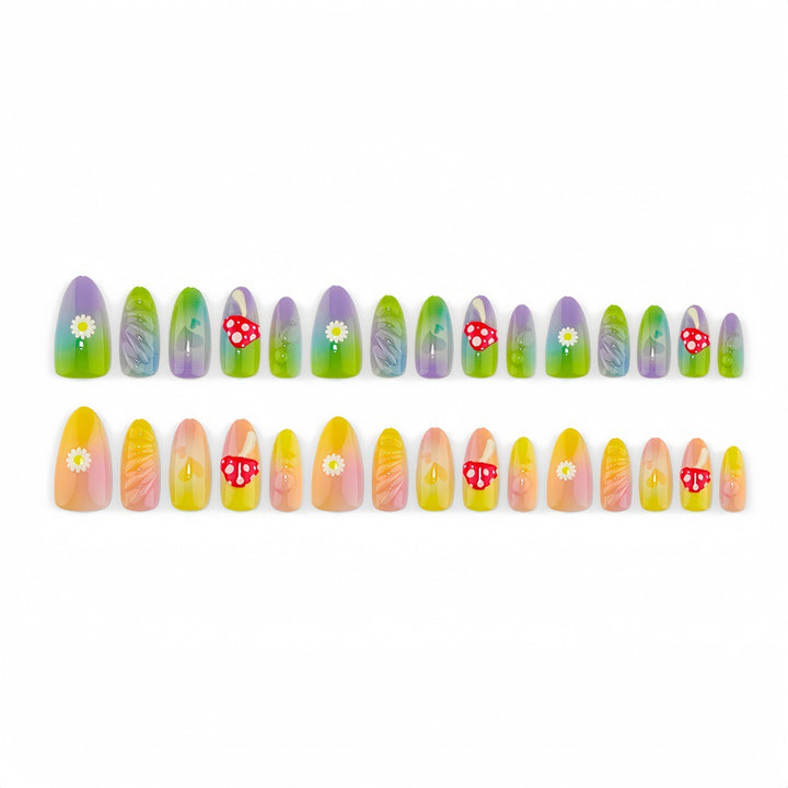 Creative Art Nails In Playful Leaf and Mushroom Design Stornfield