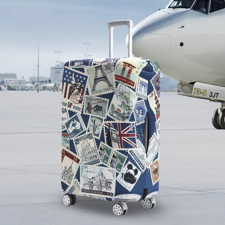 Unisex non-elastic suitcase protective cover with world travel design for hard-shell trolley and spinner wheels Stornfield