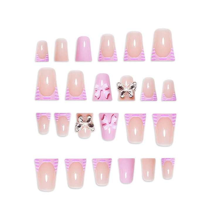 Decorative Press-On Nail Art Set with Butterfly and Bow Accents Stornfield