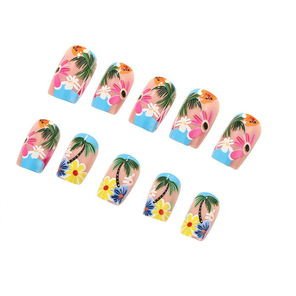 Artificial nails in tropical flower design Stornfield