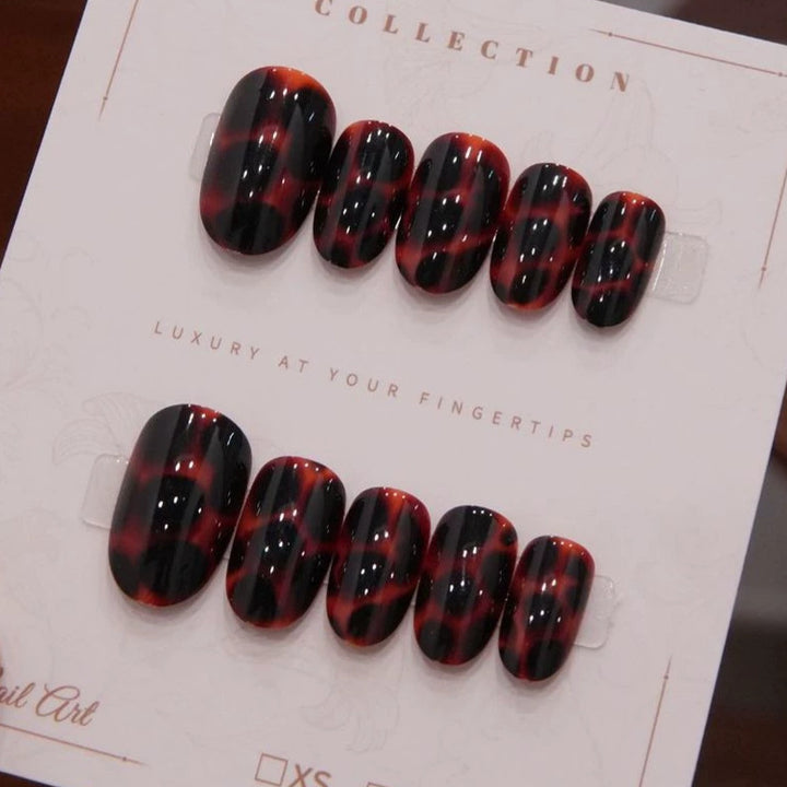 Artistic Dual-Pattern Press-On Nail Enhancements