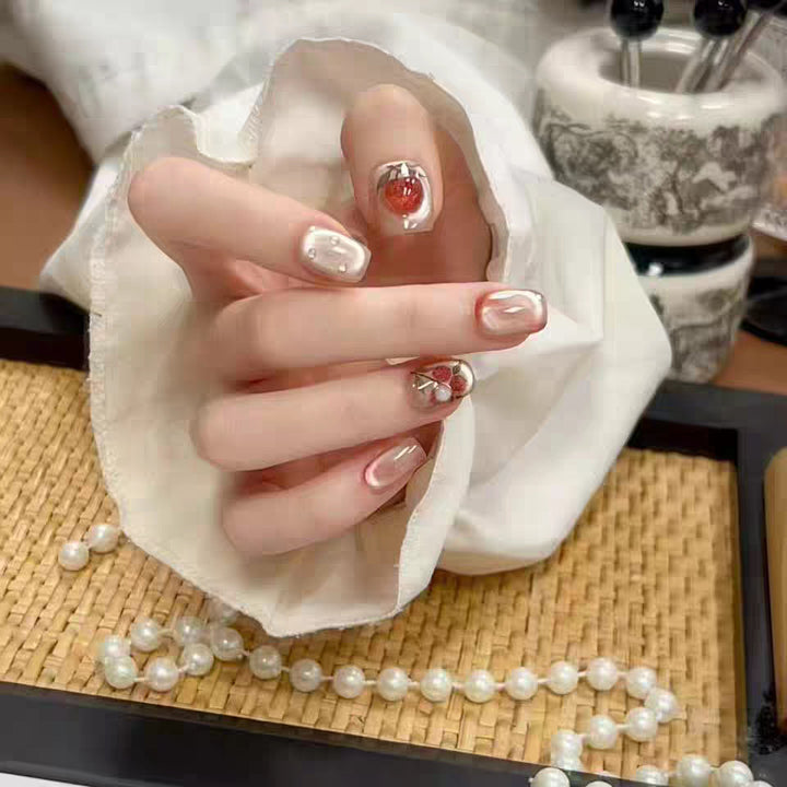 Artistic Floral Detailed Press-On Nail Set Stornfield