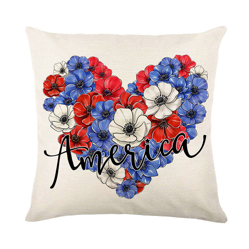 Decorative Cotton-Linen Throw Pillow Cover with Polka Dot Print and Freedom Typography
