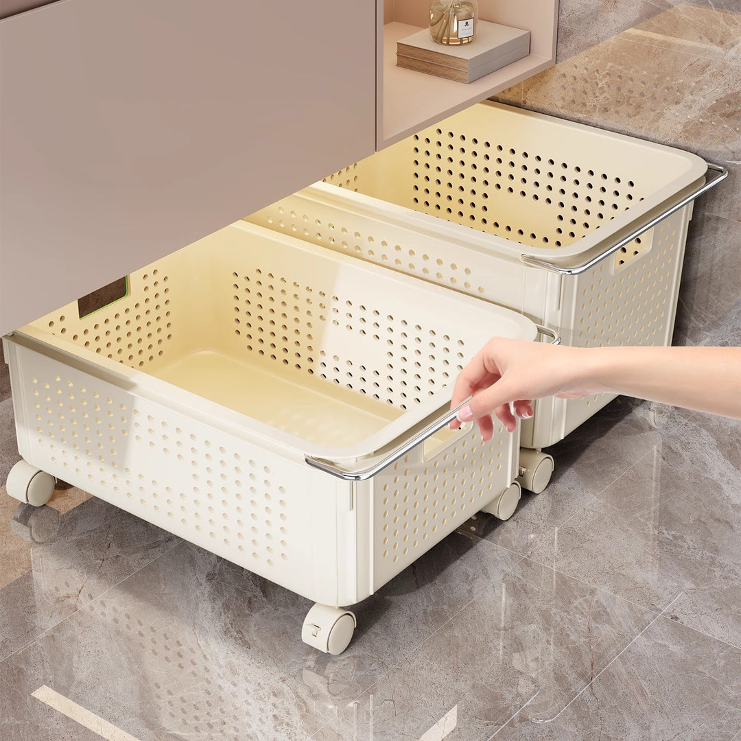 Rolling Ventilated Laundry Storage Cart with Handles