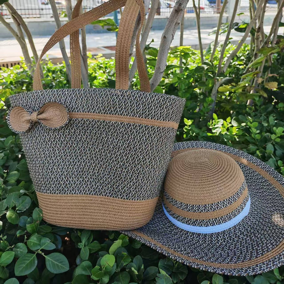 Elegant sun hat with wide brim and subtle stripe pattern Stornfield