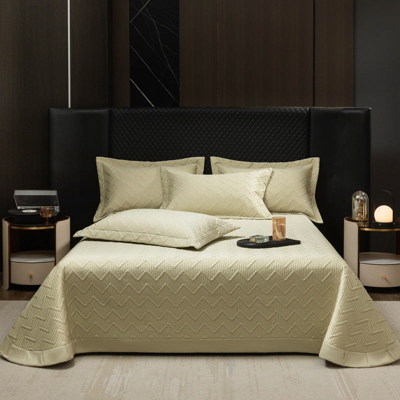 Quilted Chevron Bedspread Set with Reversible Coverlet and Pillow Shams