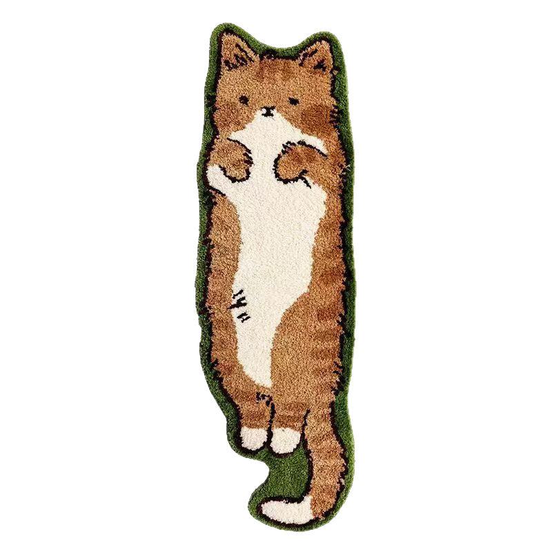 Novelty Plush Cat-Shaped Floor Rug Runner