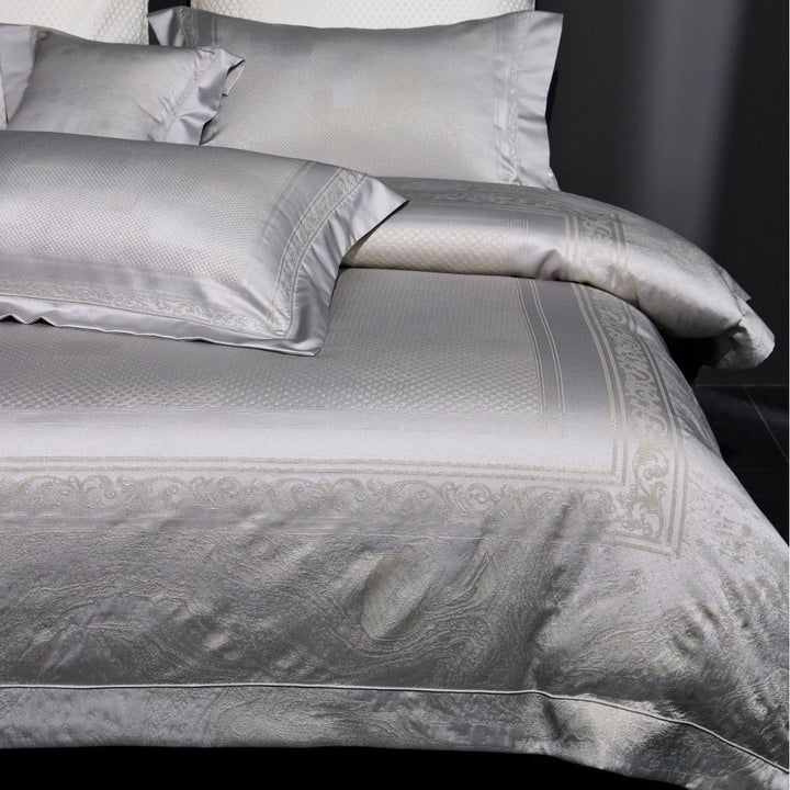 Luxurious Jacquard Satin Duvet Cover Set with Pillow Shams