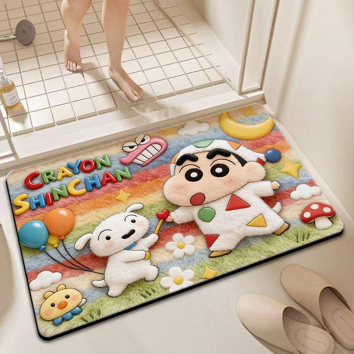Playful cartoon-themed bath mat