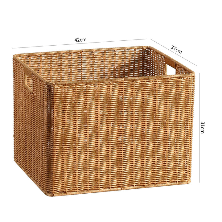 Handwoven Rectangular Storage Basket with Cut-Out Handles Stornfield