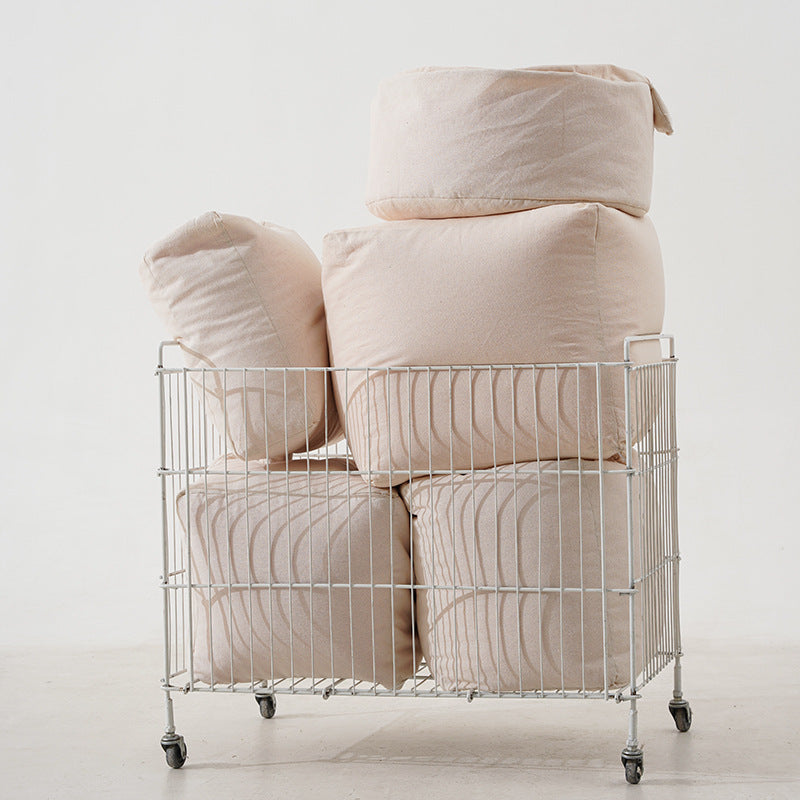 Modular floor cushion and pouf set with water-repellent microfiber cover