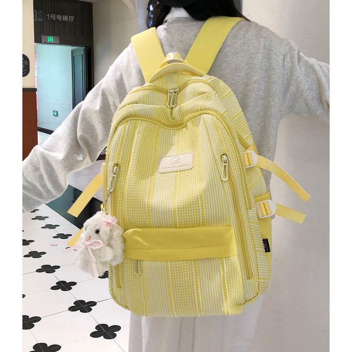 Striped Backpack with Keychain Charm Stornfield