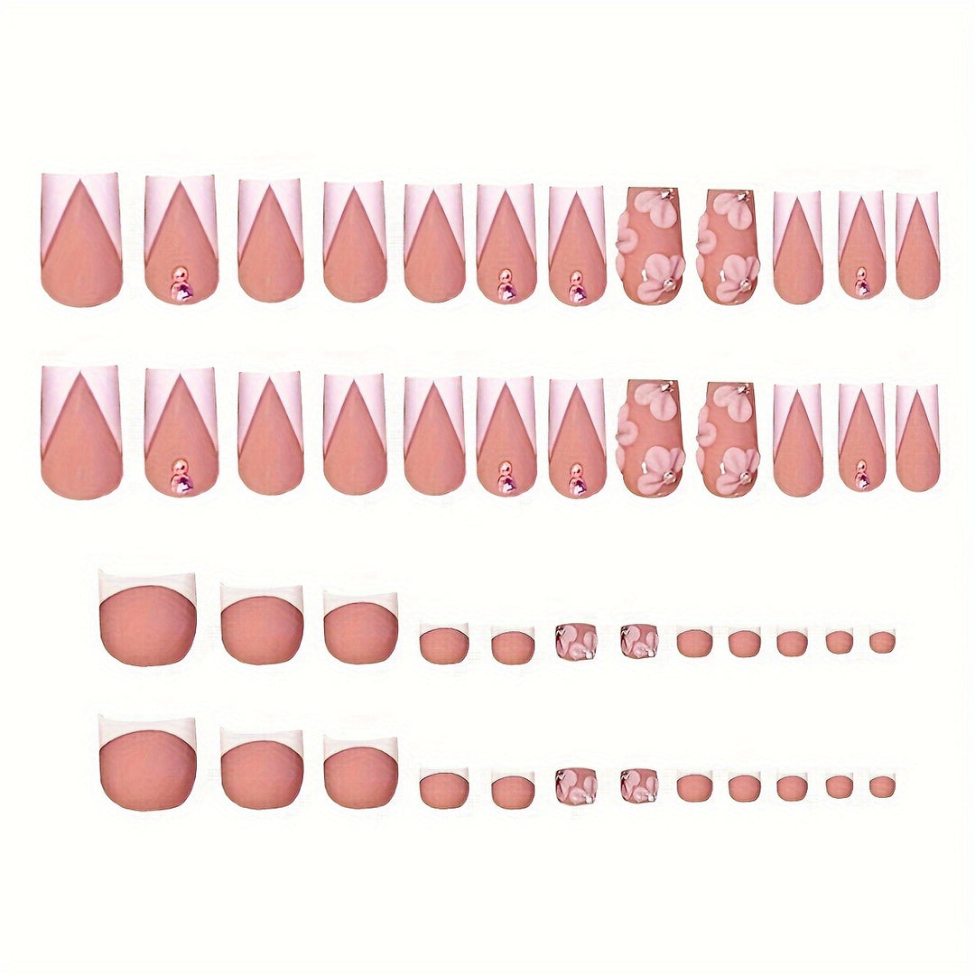 Floral French Tip Press-On Nail Set Stornfield