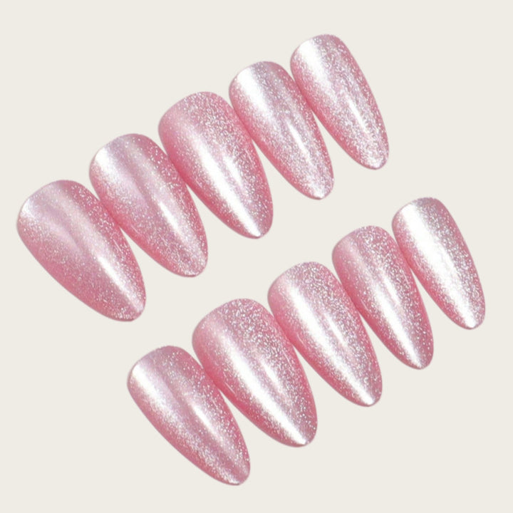Shiny artificial nails with elegant ombre effect Stornfield