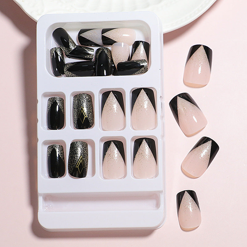 Elegant Press-On Nail Art Set with Geometric Design Stornfield