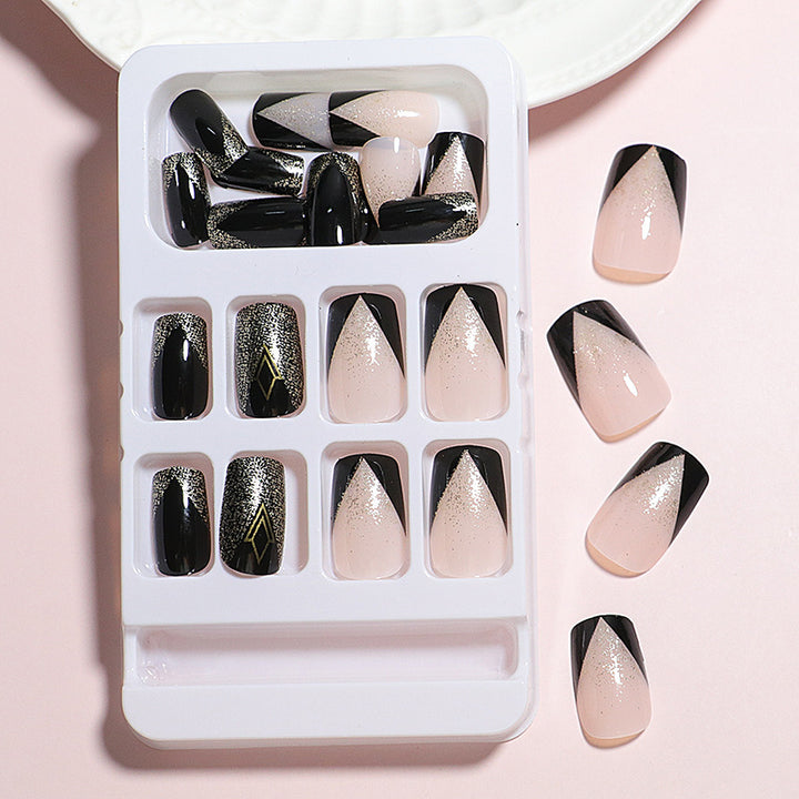 Elegant Press-On Nail Art Set with Geometric Design Stornfield
