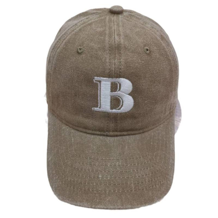 Women's Distressed Cotton Baseball Cap with Letter Embroidery Stornfield