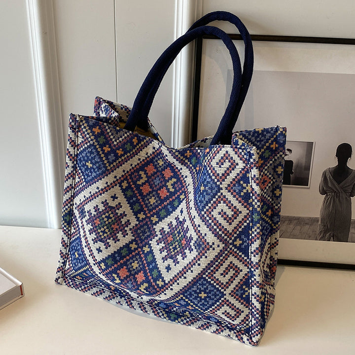 Ethnic Print Canvas Tote Bag