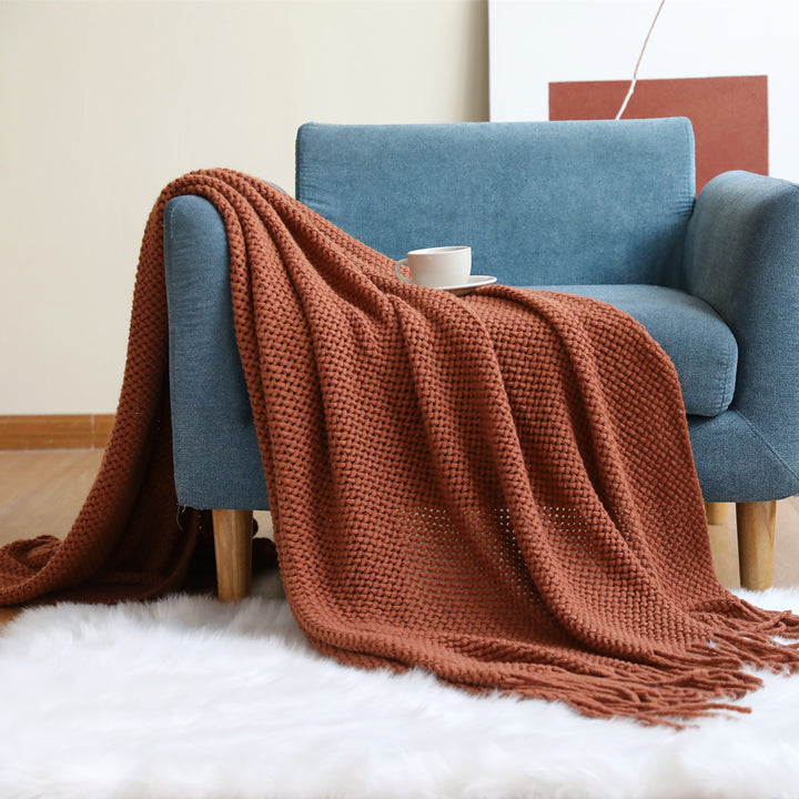 Women cozy knit blanket with decorative pattern Stornfield