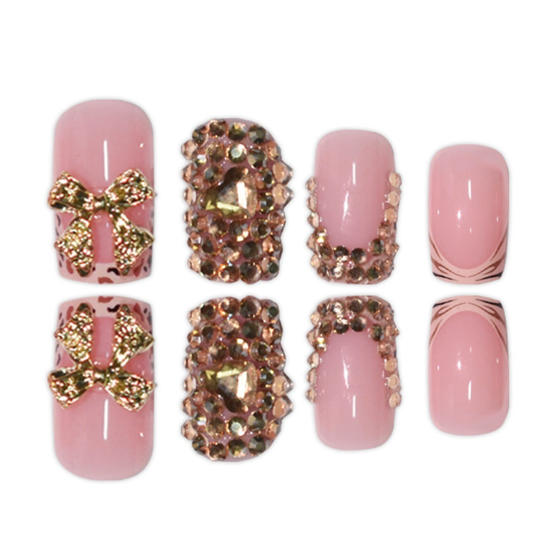 Artistic Rhinestone-Embedded Press-On Nails Stornfield