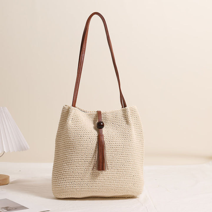 Hand-crocheted shoulder bag with leather details Stornfield