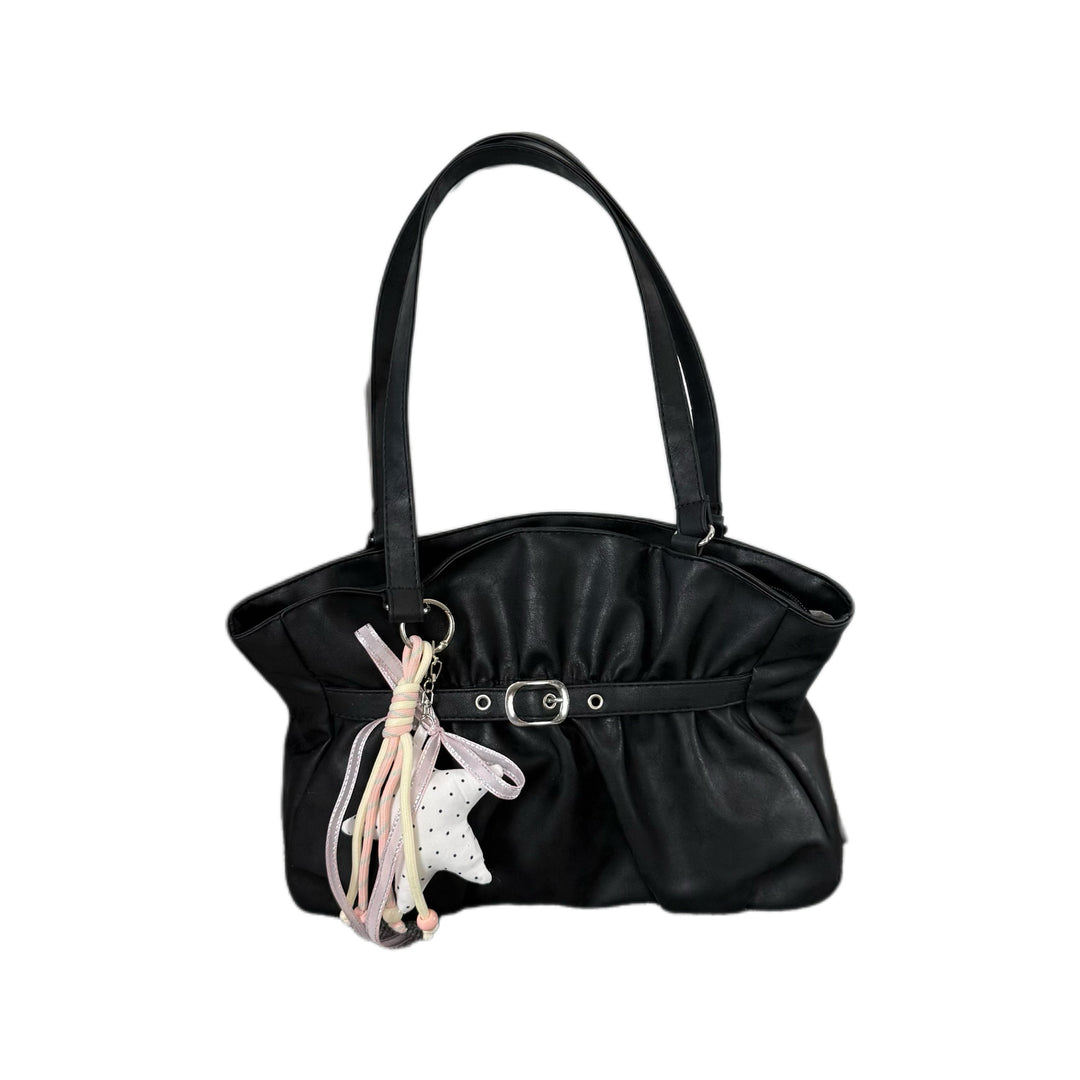 Stylish Soft Leather Handbag with Accessory
