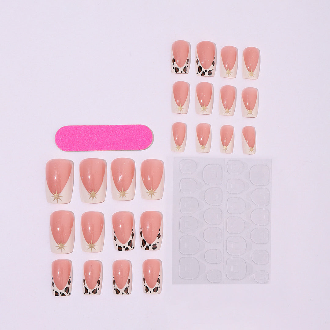 Creative nail art set with elegant leopard and glitter accents Stornfield