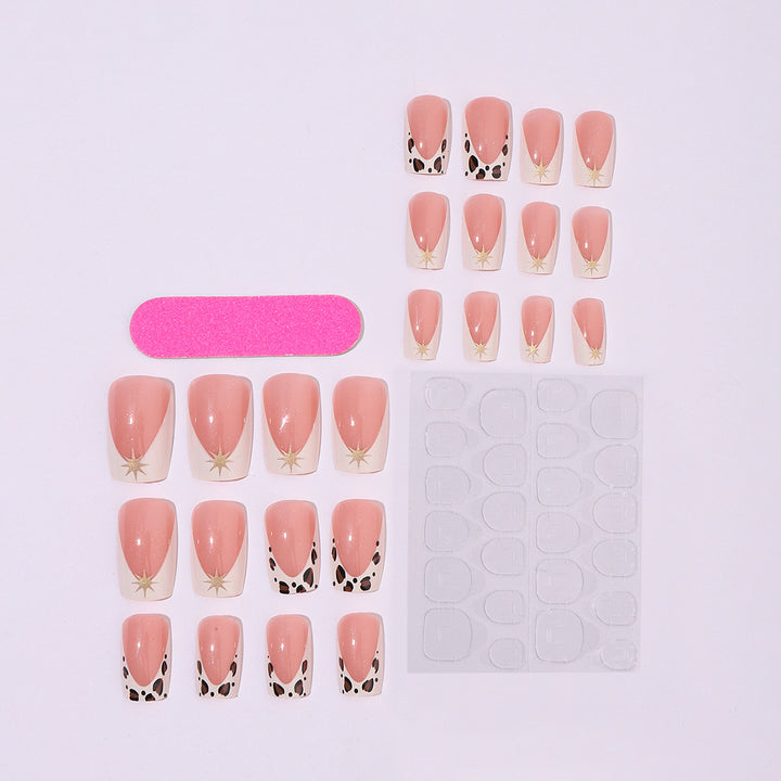 Creative nail art set with elegant leopard and glitter accents Stornfield