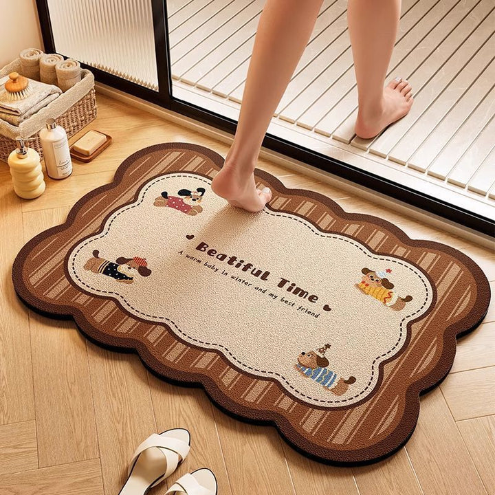 Playful Dog-Themed Bath Rug