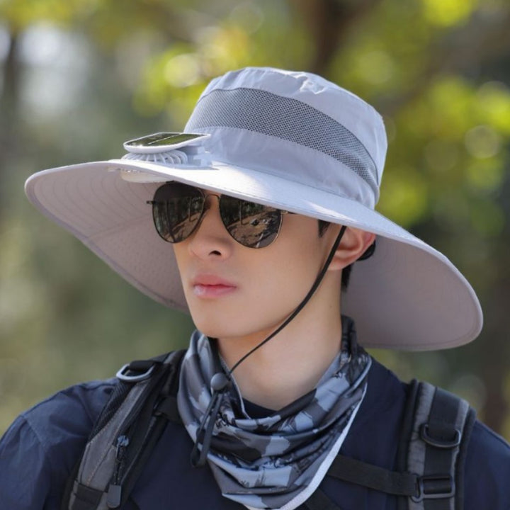 tactical fishing hat with wide brim, mesh ventilation and adjustable chin strap Stornfield