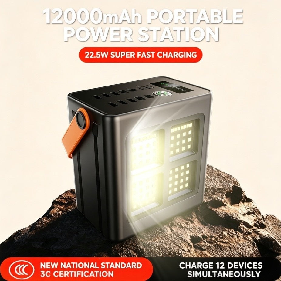 Portable solar charger with multifunctional LED lighting Stornfield