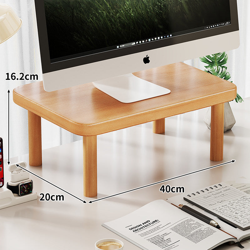 Compact Solid Wood Monitor Riser Stand with Four Round Legs