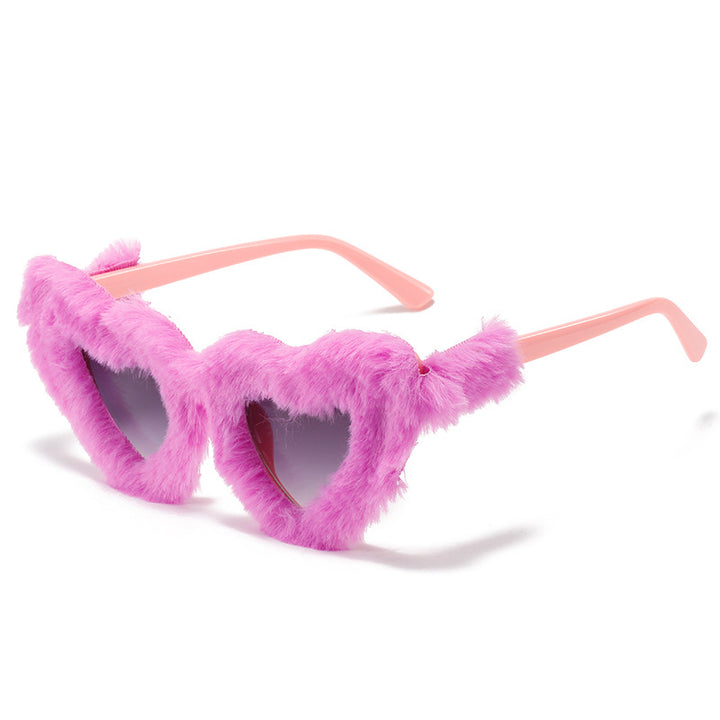 Heart-Shaped Faux Fur Frame Sunglasses Stornfield