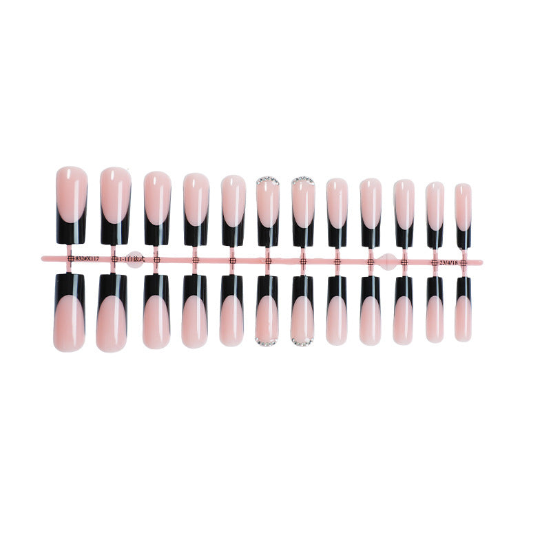 Glossy Press-On Nail Set with Stylish French Tip Design Stornfield