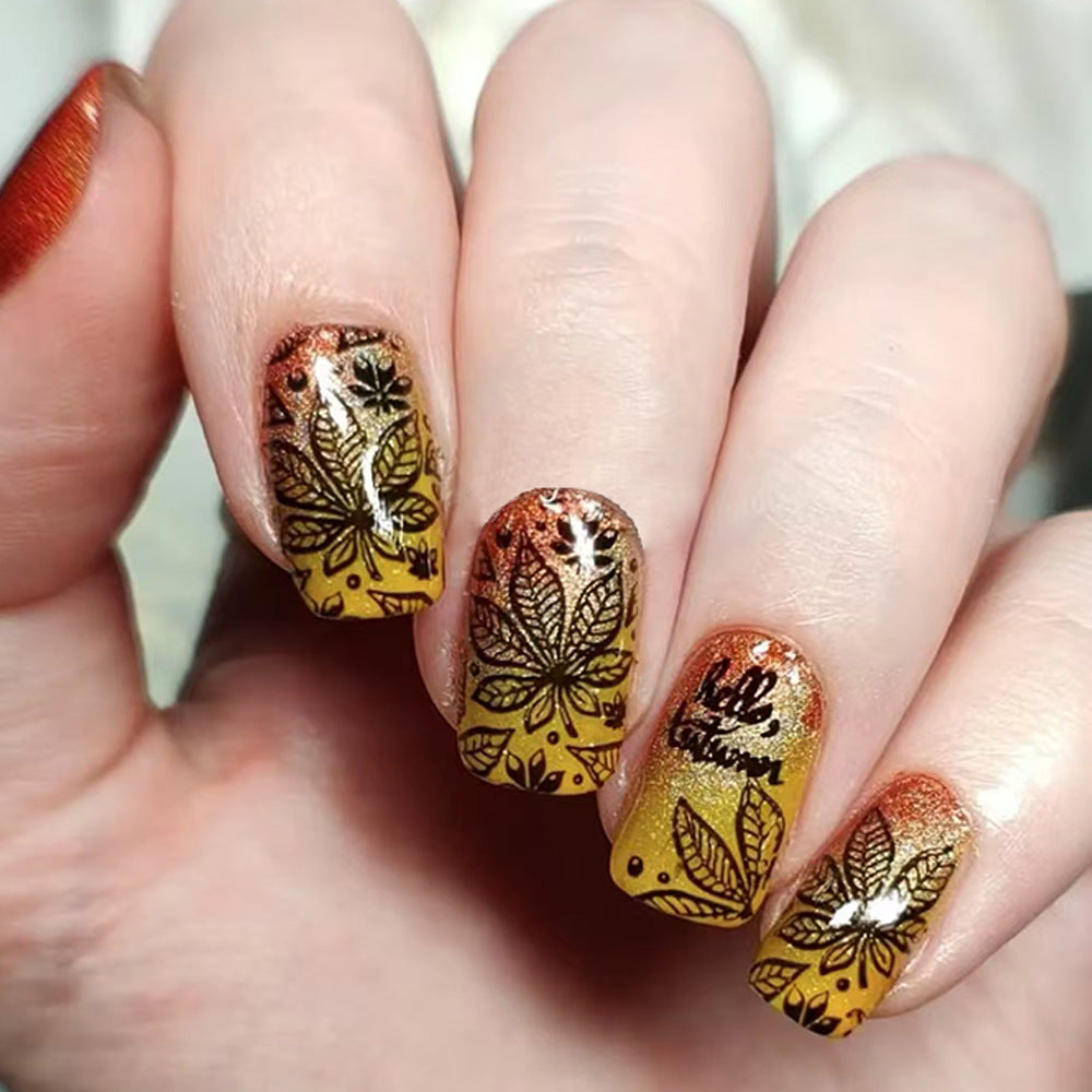 Artistic Leaf Design Press-On Nails Stornfield