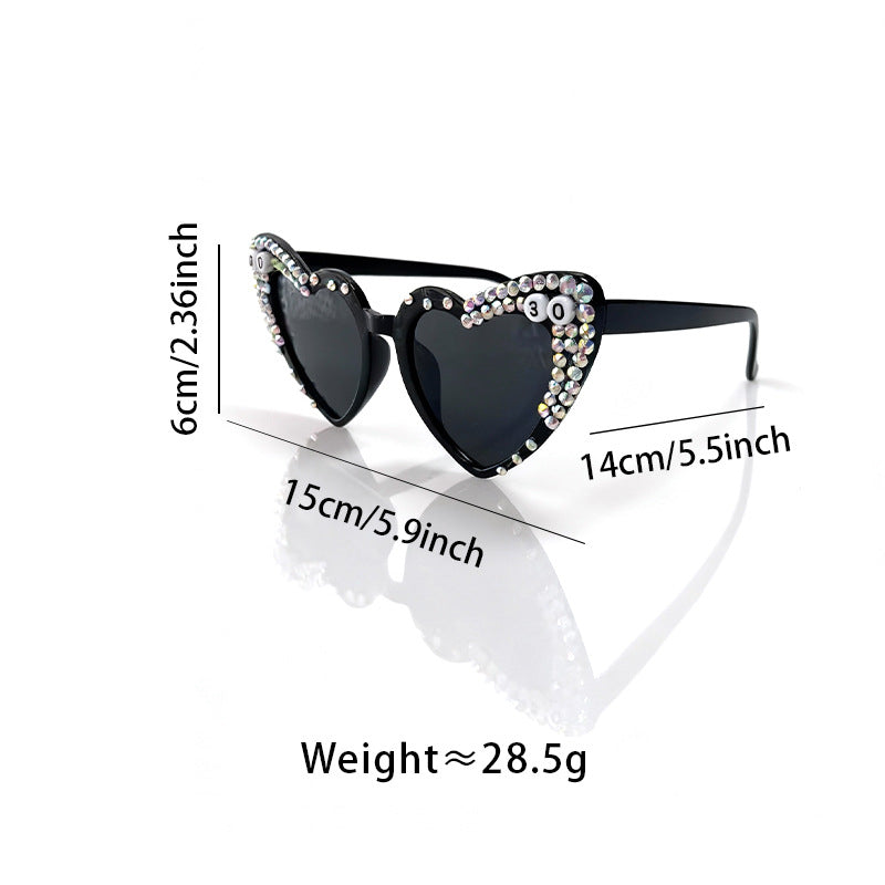 Heart-Shaped Rhinestone-Embellished Sunglasses Stornfield