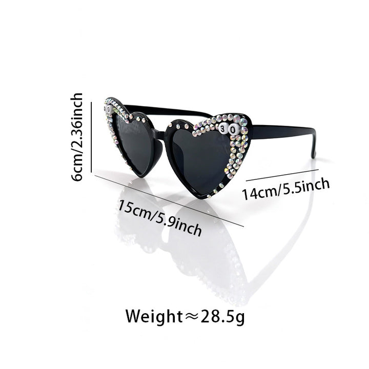 Heart-Shaped Rhinestone-Embellished Sunglasses Stornfield
