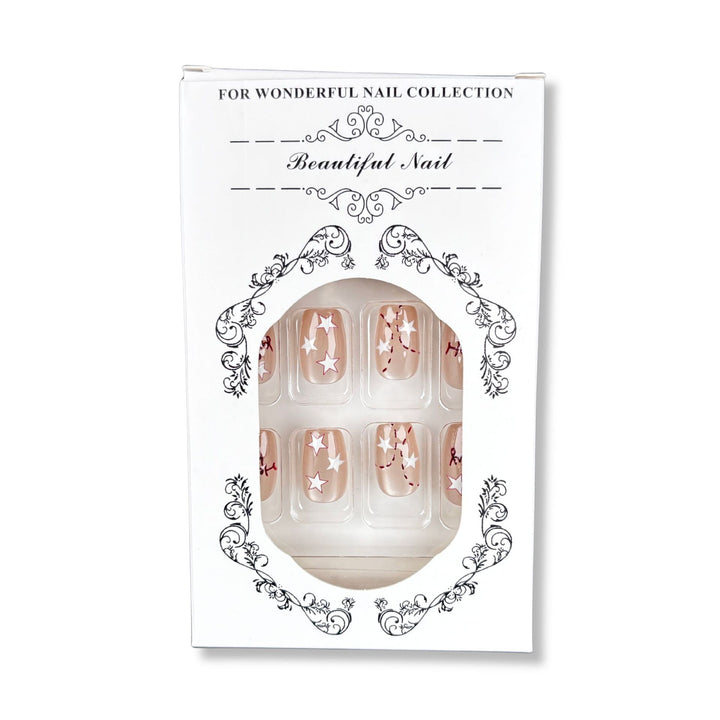 Decorative Press-On Nail Art Set with Star Design